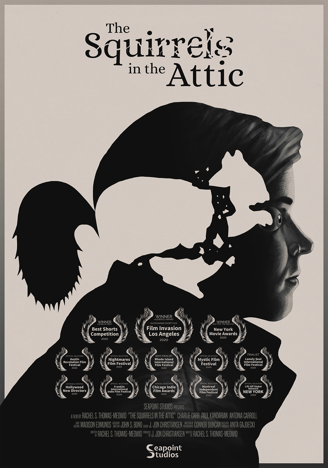 Official poster of the awarding winning short film The Squirrels in the Attic